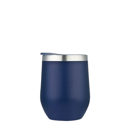 Front customization side of the Custom Branding Stemless Wine Tumbler 12 oz in Frosted Navy 