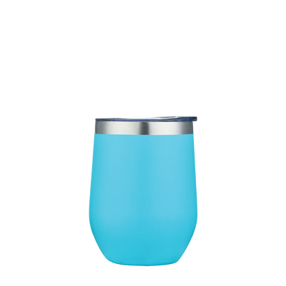 Back customization side of the Custom Branding Stemless Wine Tumbler 12 oz in Frosted Tiffany Aqua 