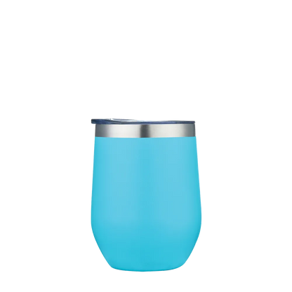 Front customization side of the Custom Branding Stemless Wine Tumbler 12 oz in Frosted Tiffany Aqua 