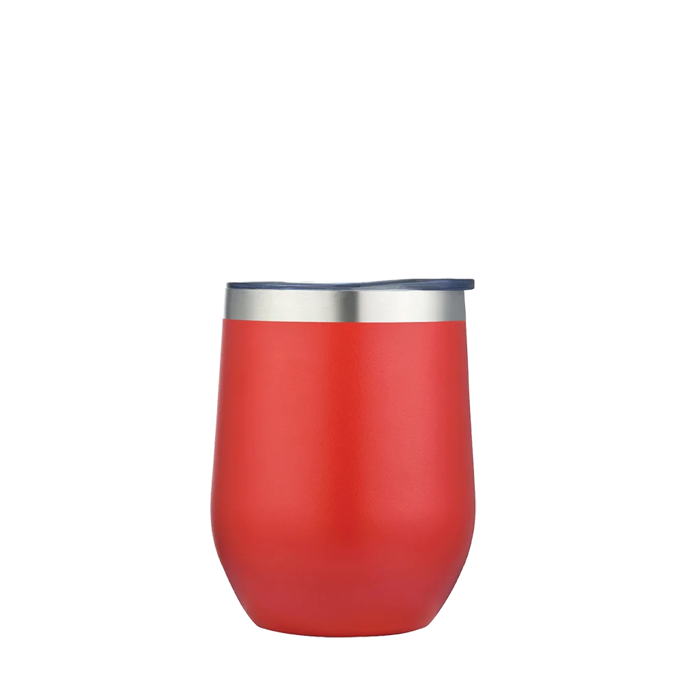 Back customization side of the Custom Branding Stemless Wine Tumbler 12 oz in Frosted Red 