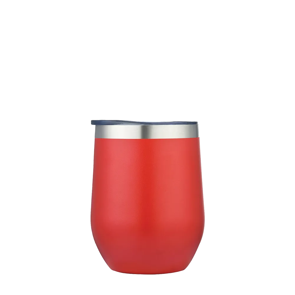 Front customization side of the Custom Branding Stemless Wine Tumbler 12 oz in Frosted Red 