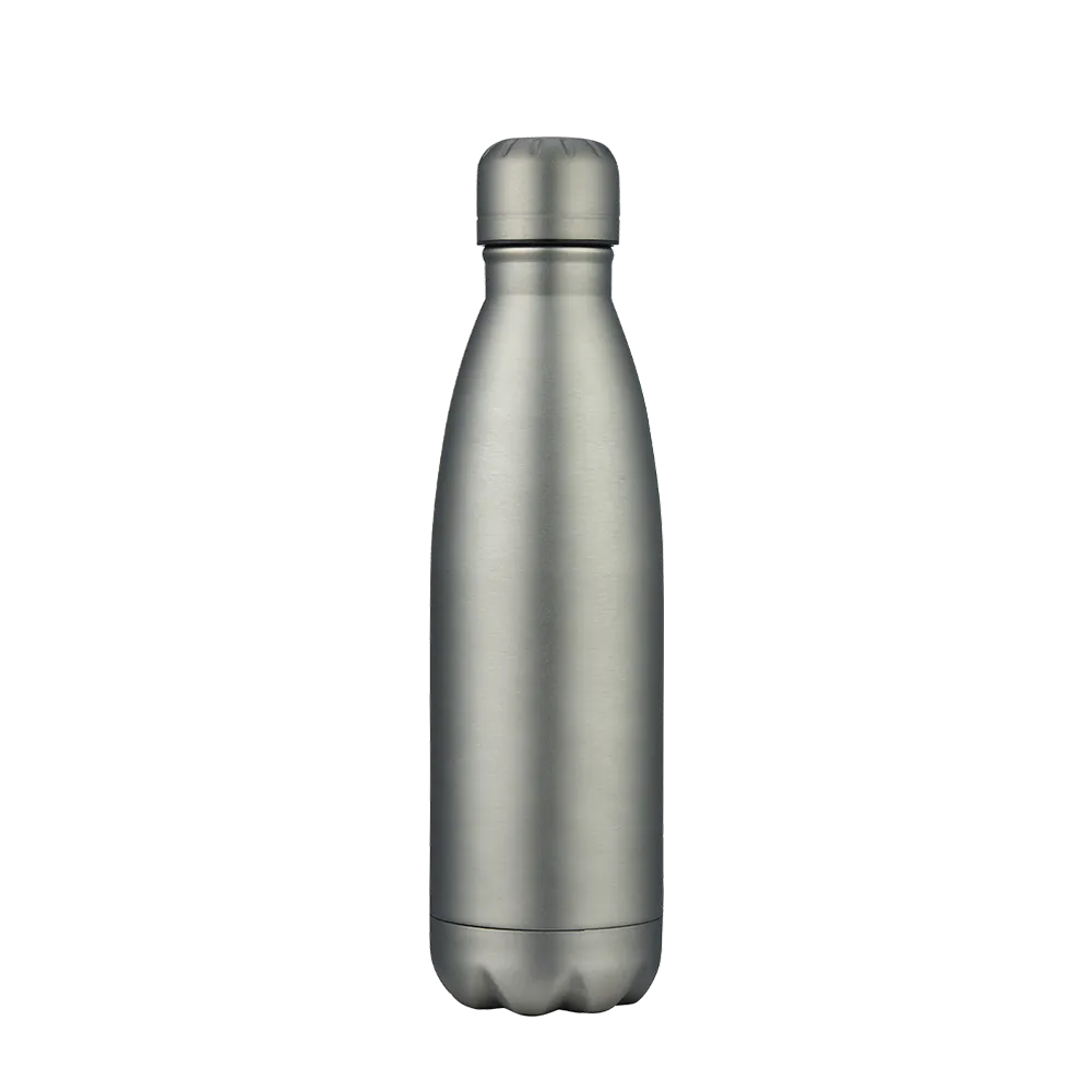Back customization side of the Custom Branding Vacuum Bottle 17 oz in Gunmetal 