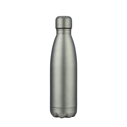 Back customization side of the Custom Branding Vacuum Bottle 17 oz in Gunmetal 