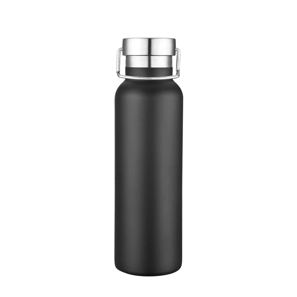 Back customization side of the Custom Branding Vacuum Bottle 20 oz in Frosted Black 