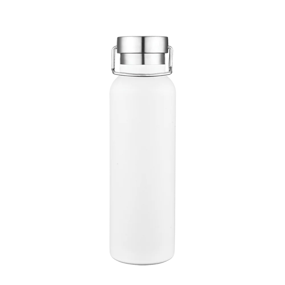 Back customization side of the Custom Branding Vacuum Bottle 20 oz in Frosted White 