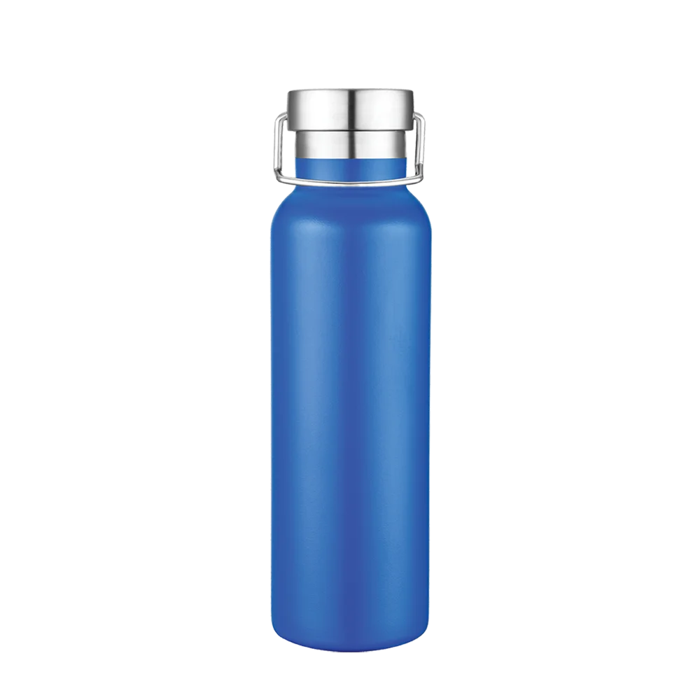 Front customization side of the Custom Branding Vacuum Bottle 20 oz in Frosted Blue 