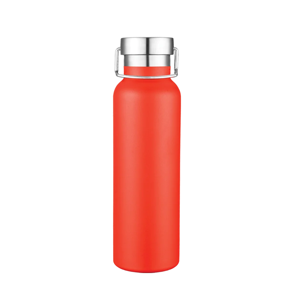 Back customization side of the Custom Branding Vacuum Bottle 20 oz in Frosted Red 