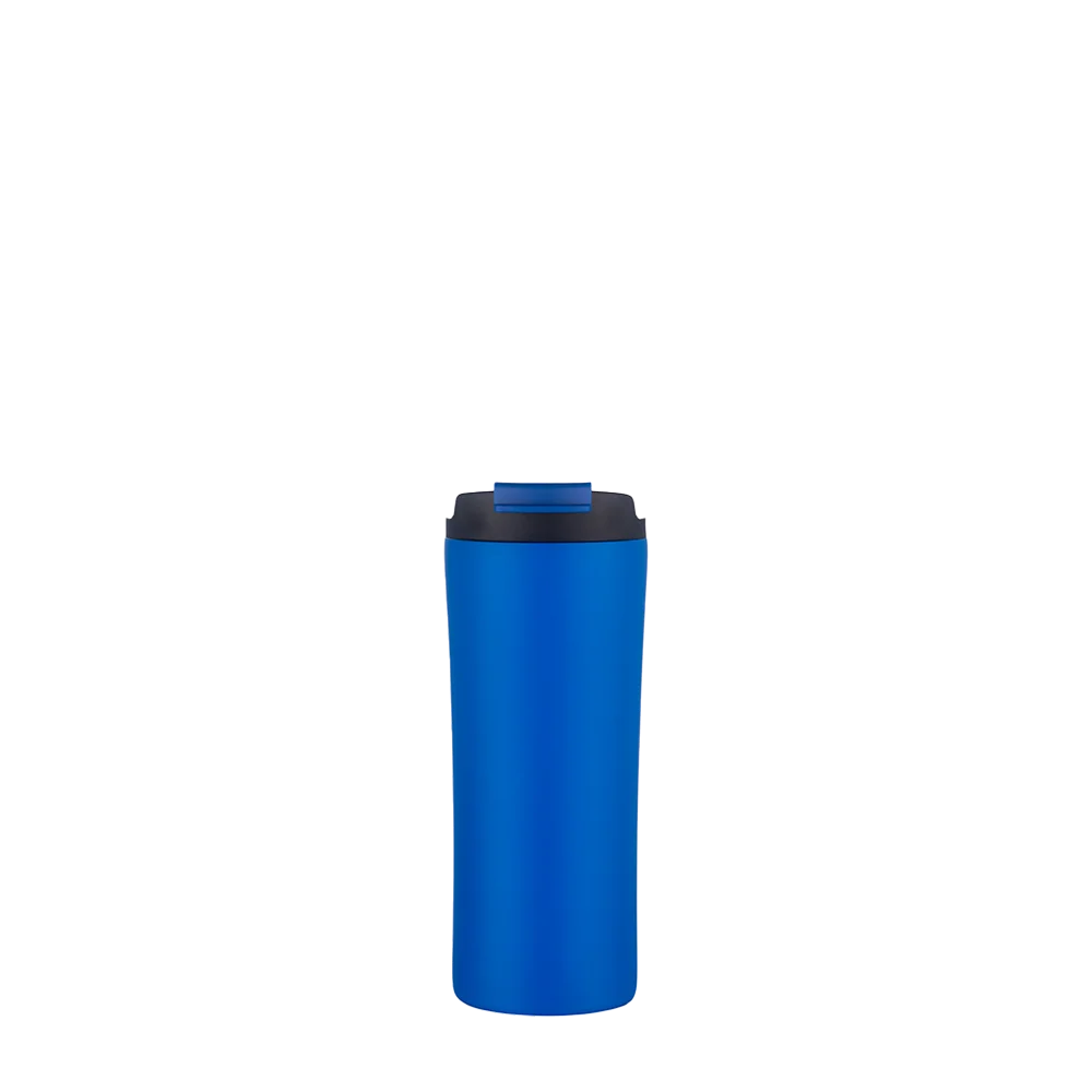 Front customization side of the Custom Branding Water Bottle with Dual Lid 21 oz in Blue 