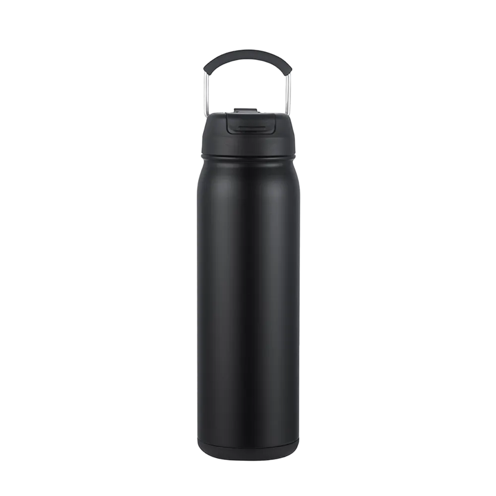 Back customization side of the Custom Branding Water Bottle with Dual Lid 24 oz in Black 