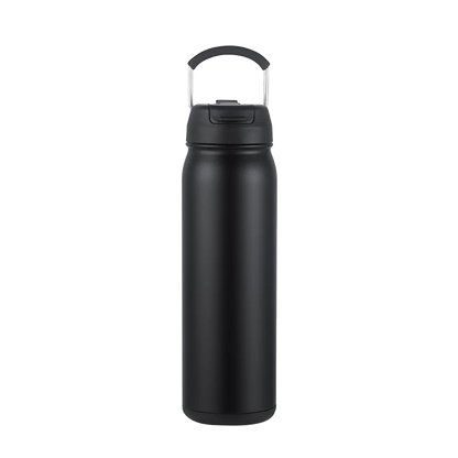 Front customization side of the Custom Branding Water Bottle with Dual Lid 24 oz in Black 
