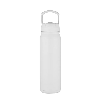 Back customization side of the Custom Branding Water Bottle with Dual Lid 24 oz in White 