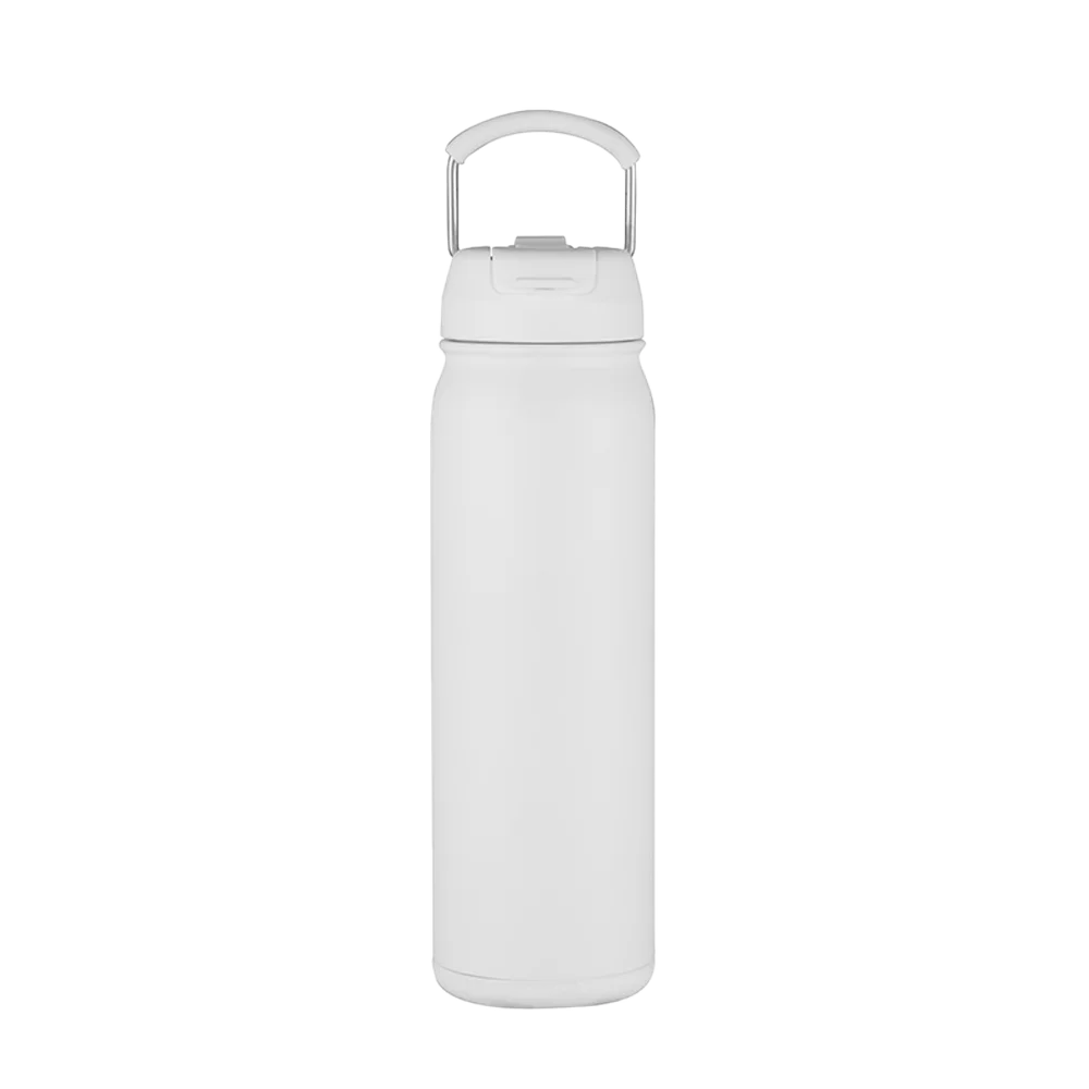 Front customization side of the Custom Branding Water Bottle with Dual Lid 24 oz in White 
