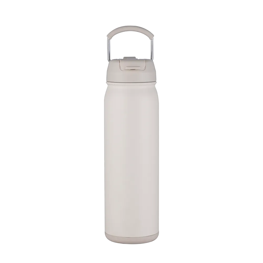 Back customization side of the Custom Branding Water Bottle with Dual Lid 24 oz in Cream 