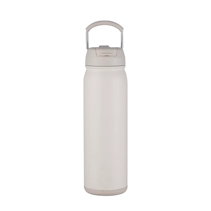 Front customization side of the Custom Branding Water Bottle with Dual Lid 24 oz in Cream 