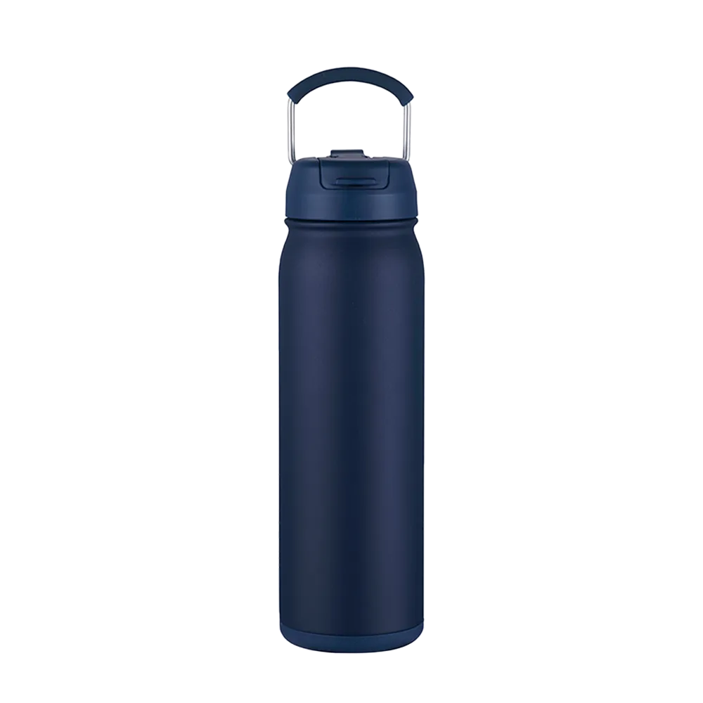 Back customization side of the Custom Branding Water Bottle with Dual Lid 24 oz in Navy 