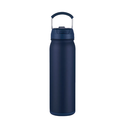 Back customization side of the Custom Branding Water Bottle with Dual Lid 24 oz in Navy 