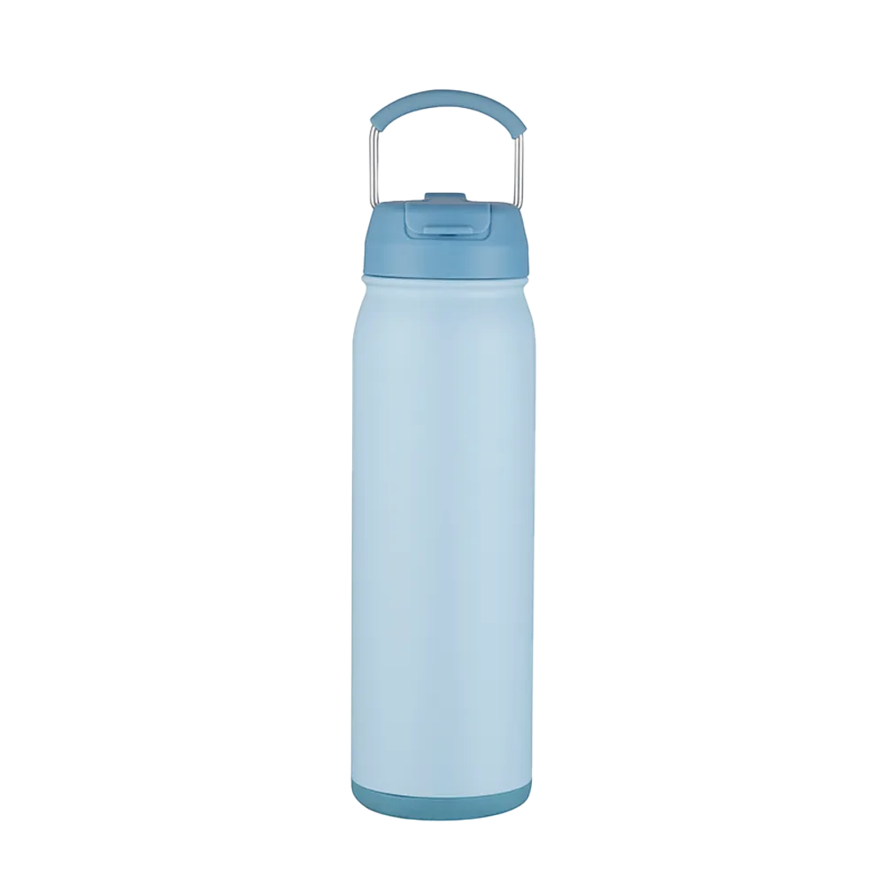 Back customization side of the Custom Branding Water Bottle with Dual Lid 24 oz in Light Blue 