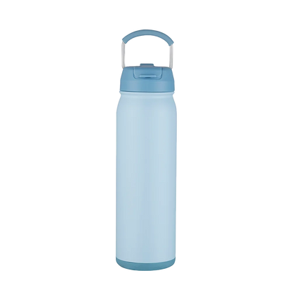Front customization side of the Custom Branding Water Bottle with Dual Lid 24 oz in Light Blue 