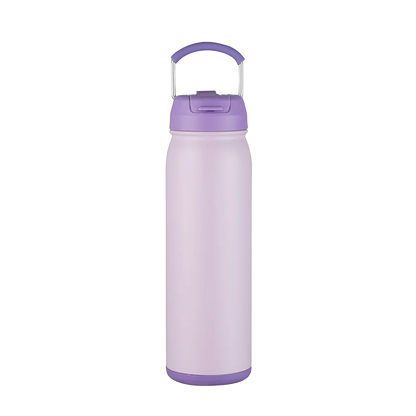 Front customization side of the Custom Branding Water Bottle with Dual Lid 24 oz in Purple 