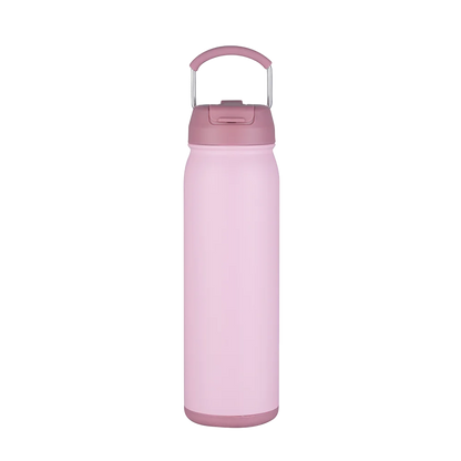 Front customization side of the Custom Branding Water Bottle with Dual Lid 24 oz in Pink 