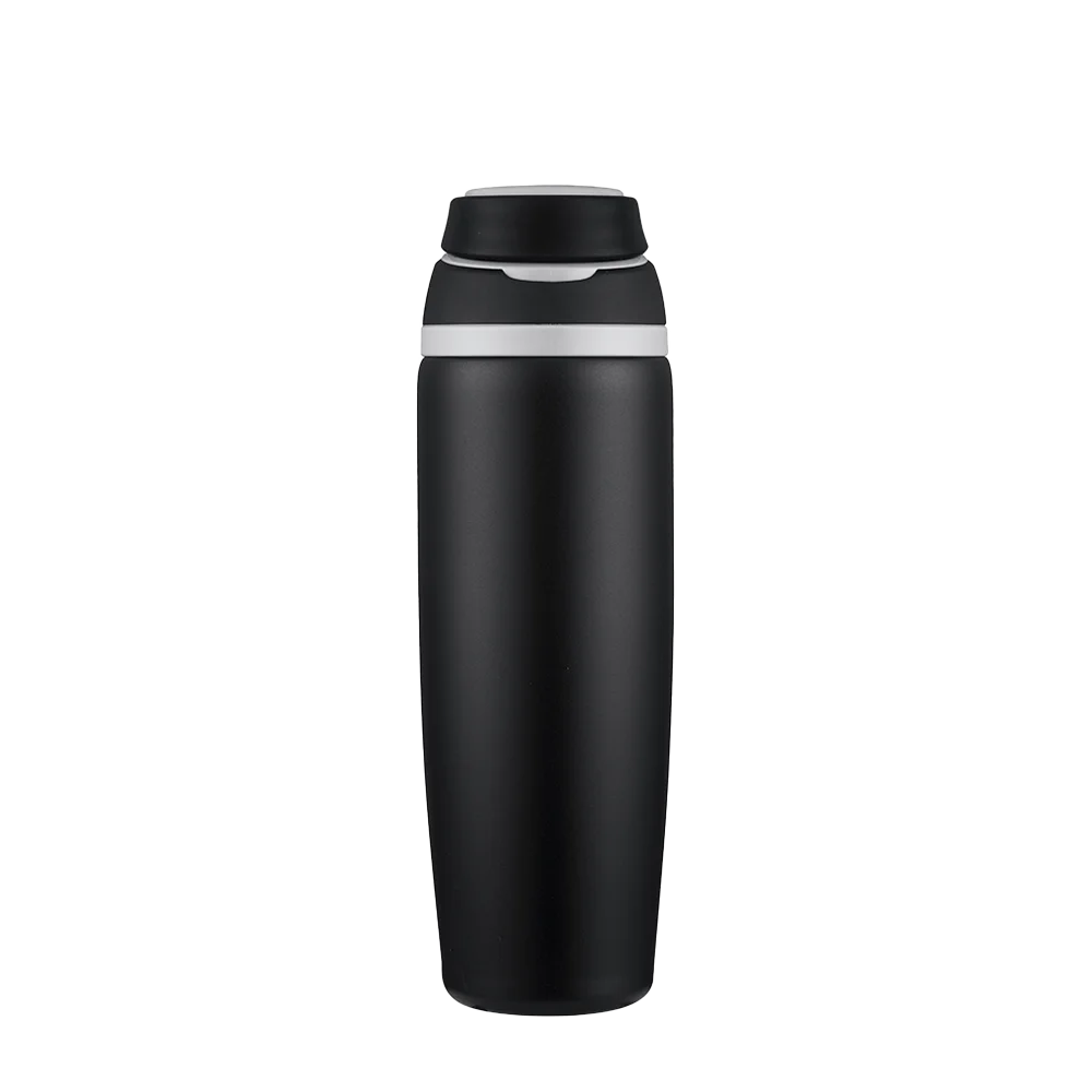 Front customization side of the Custom Branding Water Bottle with Spout Lid 25 oz in Black 