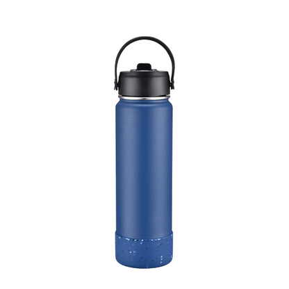 Front customization side of the Custom Branding Water Bottle Straw Lid 27 oz in Navy 