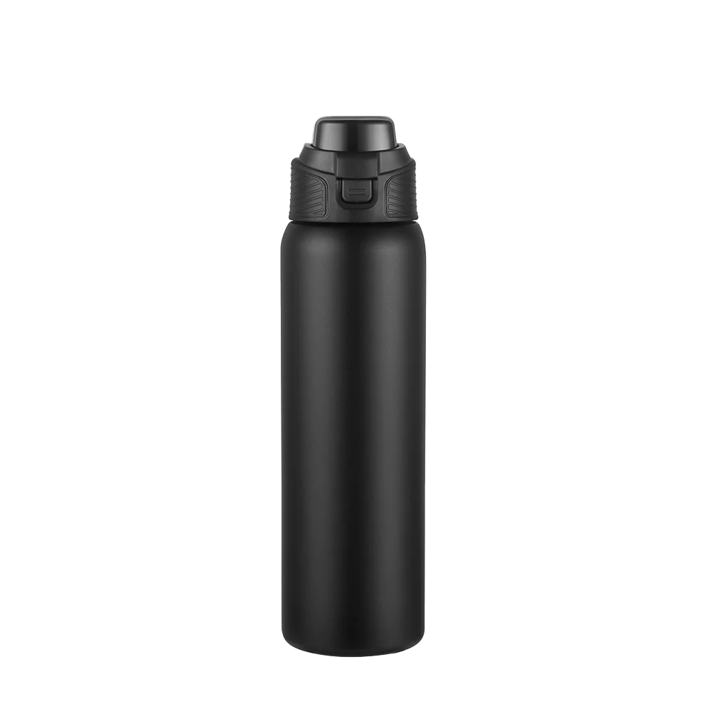 Front customization side of the Custom Branding Water Bottle with Spout Lid 28 oz in Black 