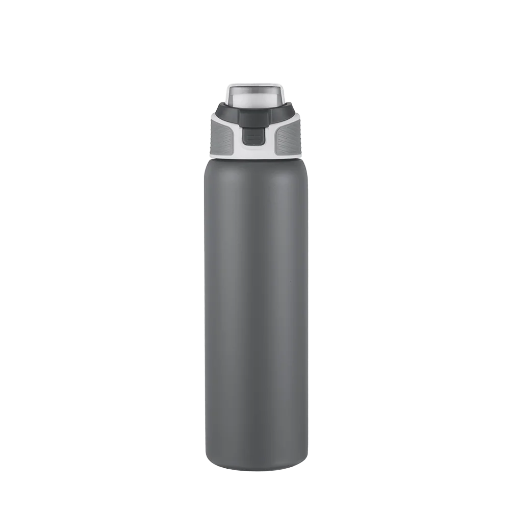 Front customization side of the Custom Branding Water Bottle with Spout Lid 28 oz in Grey 