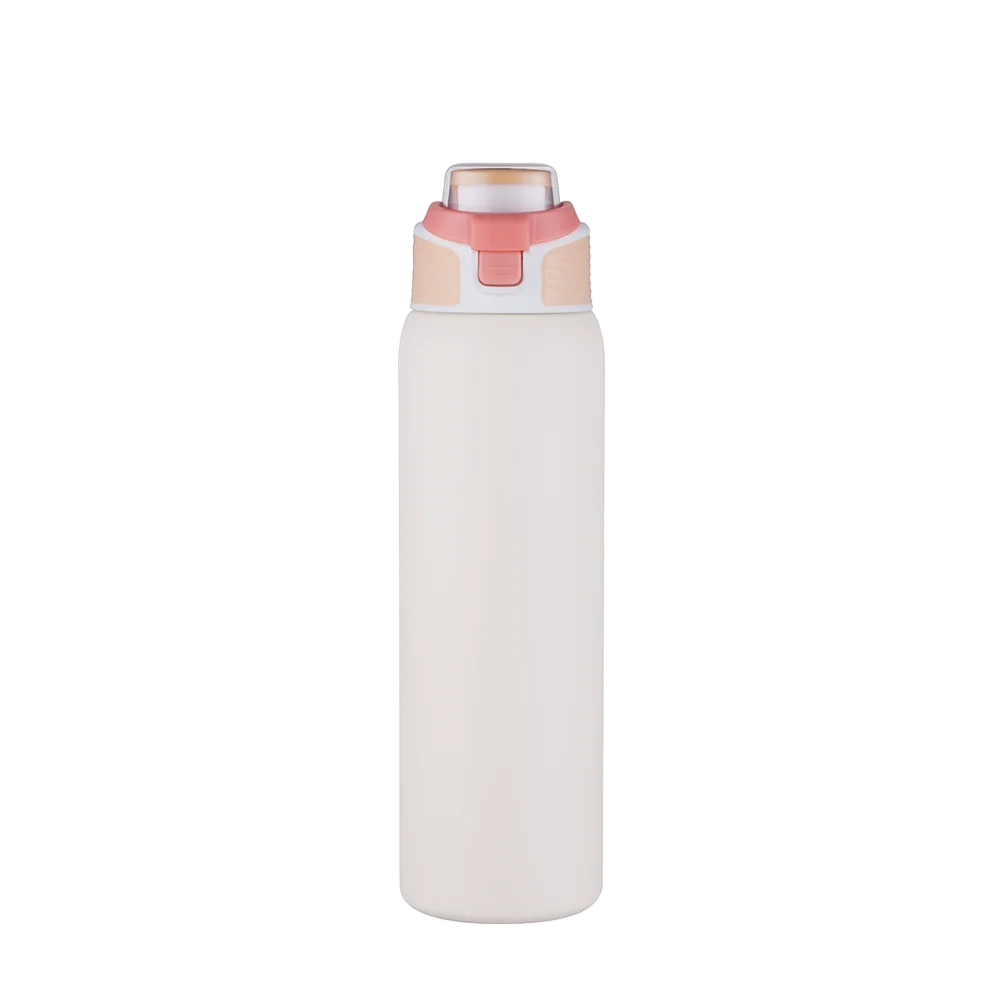 Front customization side of the Custom Branding Water Bottle with Spout Lid 28 oz in Cream 