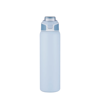 Front customization side of the Custom Branding Water Bottle with Spout Lid 28 oz in Light Blue 