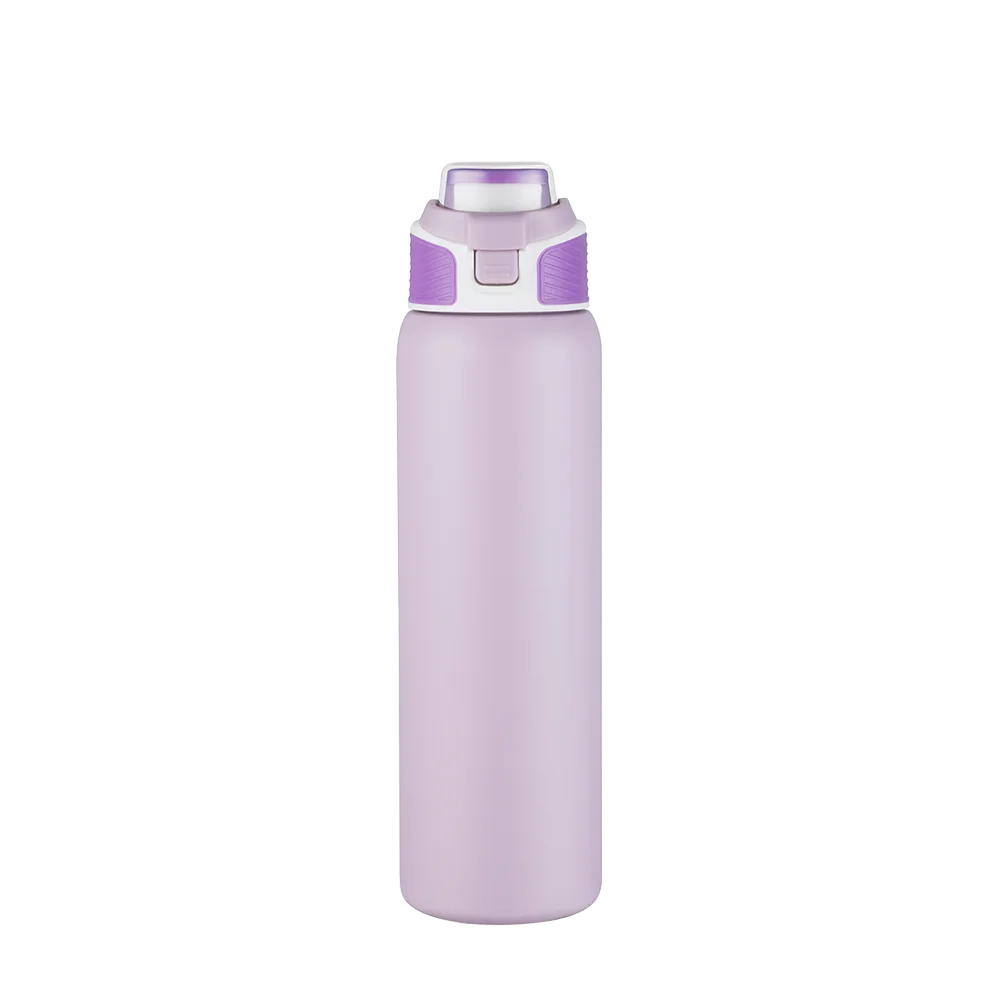Front customization side of the Custom Branding Water Bottle with Spout Lid 28 oz in Purple 
