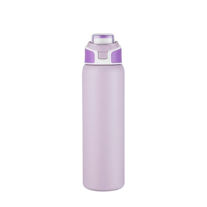Front customization side of the Custom Branding Water Bottle with Spout Lid 28 oz in Purple 