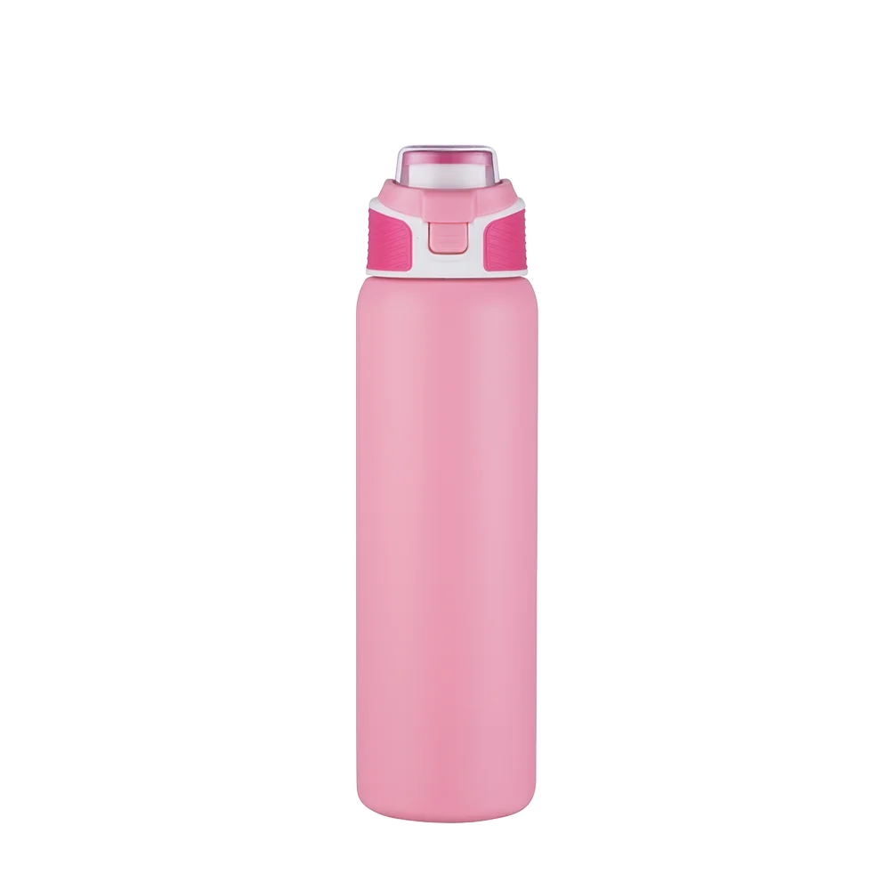 Front customization side of the Custom Branding Water Bottle with Spout Lid 28 oz in Pink 