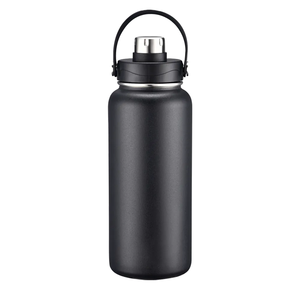 Back customization side of the Custom Branding Water Bottle 34 oz in Black 