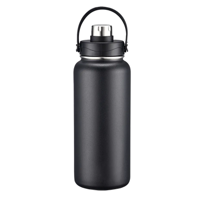 Back customization side of the Custom Branding Water Bottle 34 oz in Black 