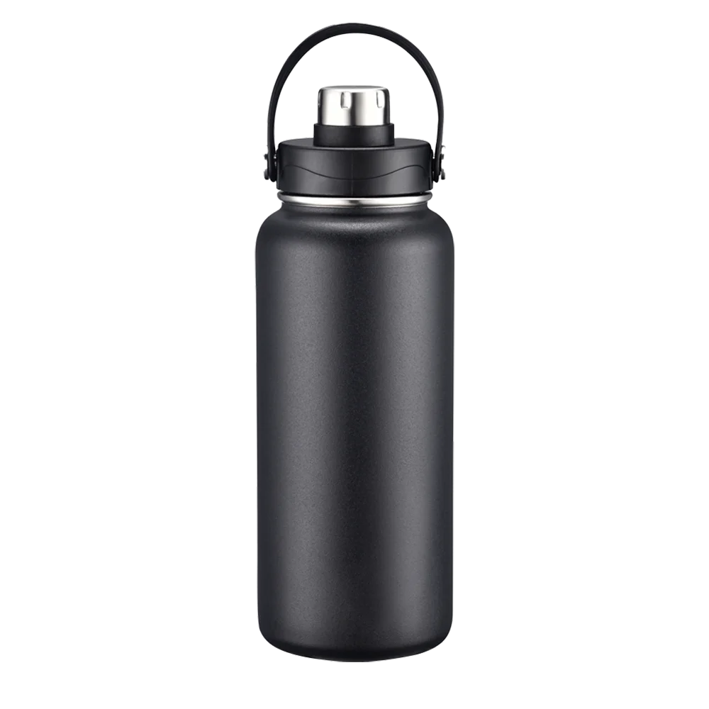 Front customization side of the Custom Branding Water Bottle 34 oz in Black 