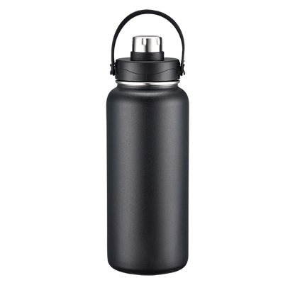 Front customization side of the Custom Branding Water Bottle 34 oz in Black 