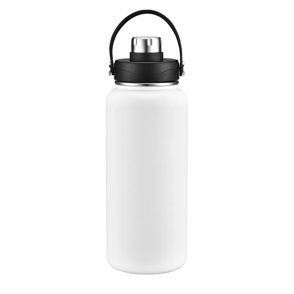 Back customization side of the Custom Branding Water Bottle 34 oz in White 