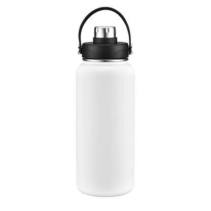 Back customization side of the Custom Branding Water Bottle 34 oz in White 