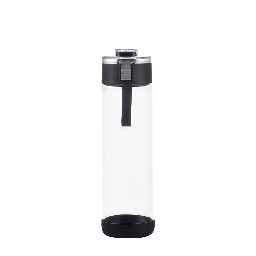 Back customization side of the Custom Branding Glass Water Bottle with Spout Lid 22 oz in Black 