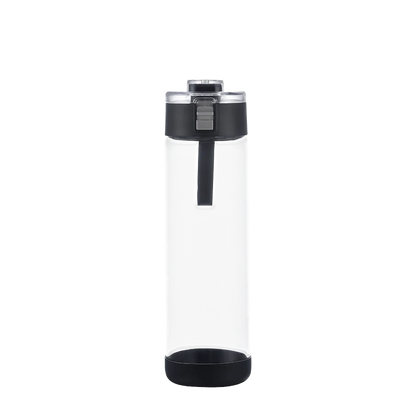 Front customization side of the Custom Branding Glass Water Bottle with Spout Lid 22 oz in Black 