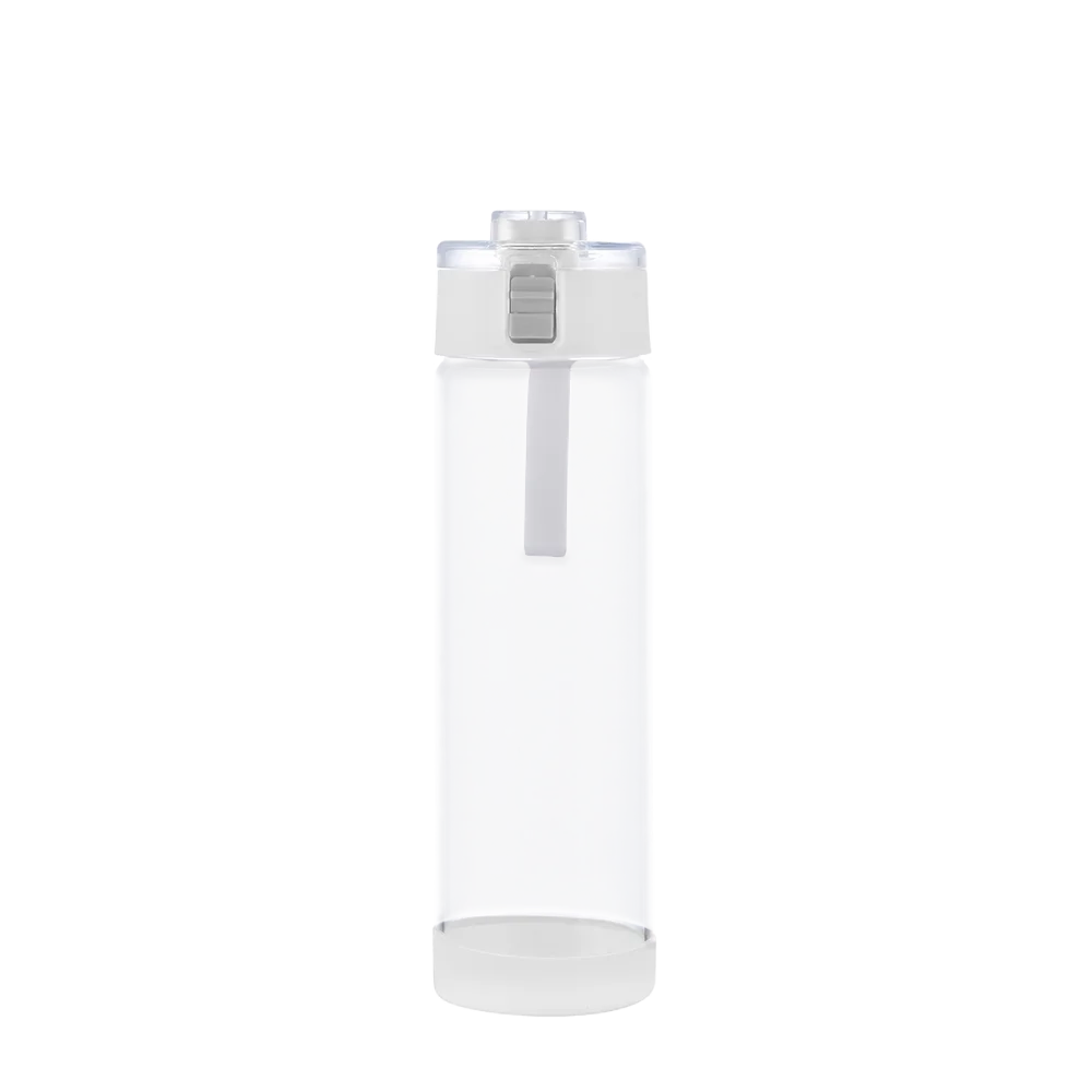 Front customization side of the Custom Branding Glass Water Bottle with Spout Lid 22 oz in White 