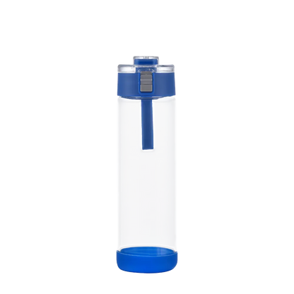 Back customization side of the Custom Branding Glass Water Bottle with Spout Lid 22 oz in Blue 