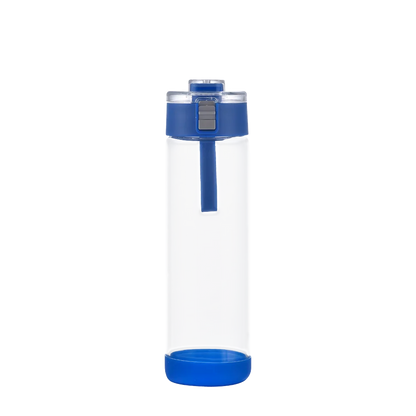 Front customization side of the Custom Branding Glass Water Bottle with Spout Lid 22 oz in Blue 