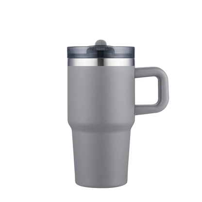 Back customization side of the Custom Branding Handle Mug with Straw Lid 20 oz in Grey 