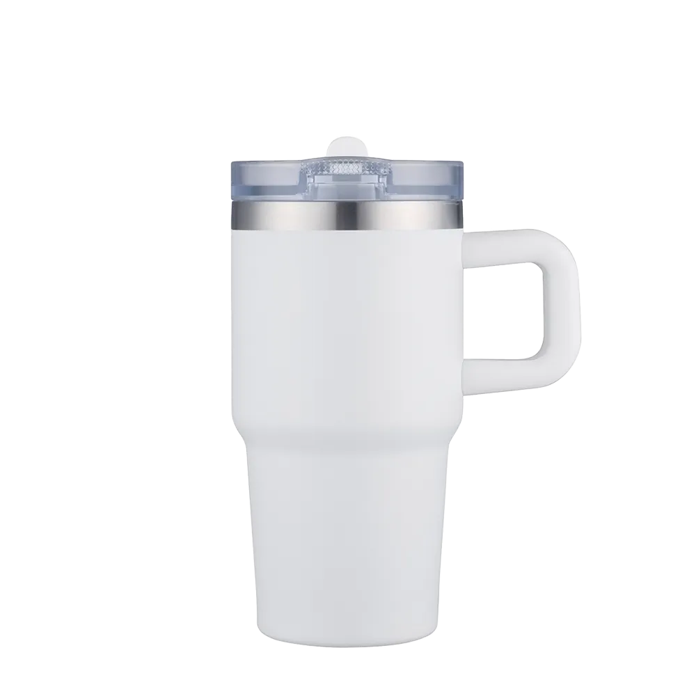 Back customization side of the Custom Branding Handle Mug with Straw Lid 20 oz in White 