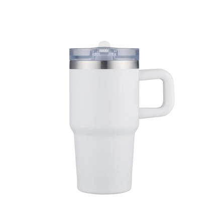 Back customization side of the Custom Branding Handle Mug with Straw Lid 20 oz in White 