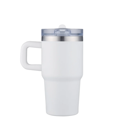 Front customization side of the Custom Branding Handle Mug with Straw Lid 20 oz in White 