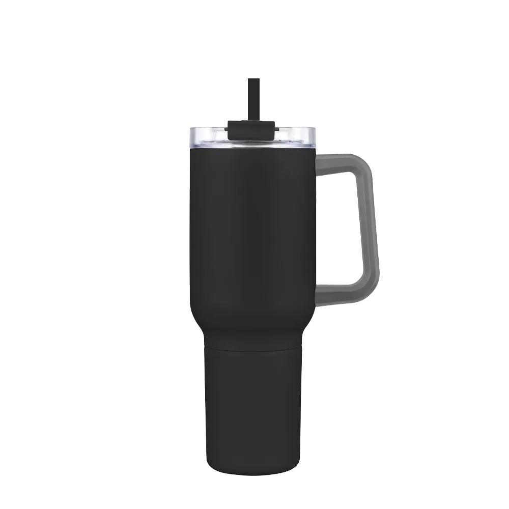 Back customization side of the Custom Branding Travel Mug 21 oz in Matte Black 