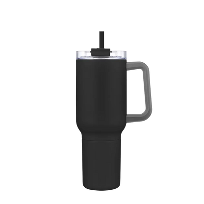 Back customization side of the Custom Branding Travel Mug 21 oz in Matte Black 